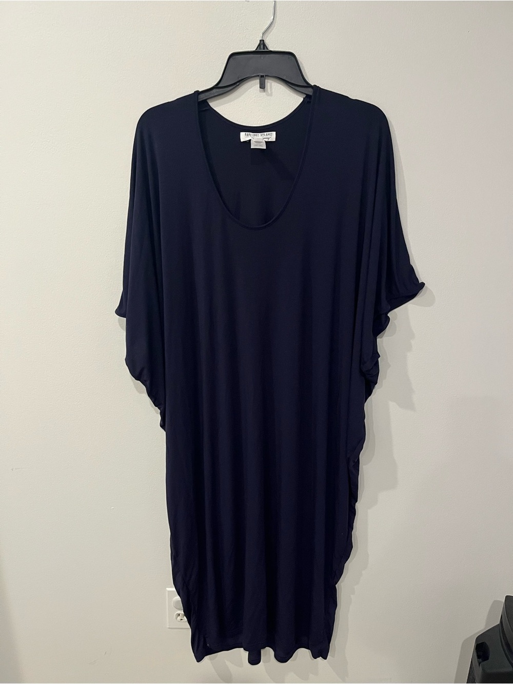 Barefoot Dreams Plus One Size Luxe Milk Jersey Caftan Navy Pajama Lounge Dress